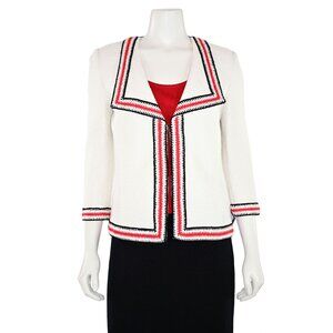 St. John Knits White Jacket w/ Black/Red Trim sz 4
